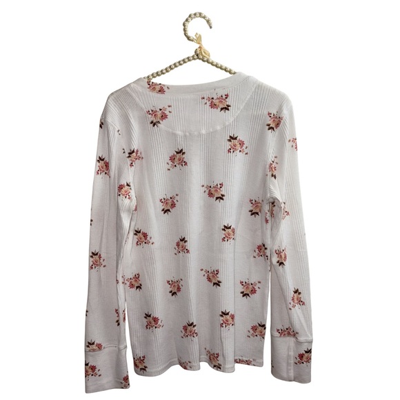 aerie White Floral Waffle Long Sleeve Henley - NWOT - Picture 5 of 5